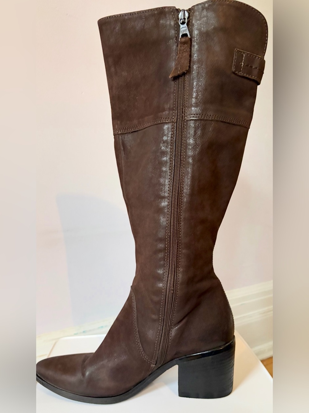 MJUS Brown Suede Knee-High Heeled Boots Size 8.5/39